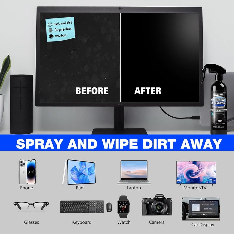 XPERTCHEMY Screen Cleaner Spray and Wipe, 10oz TV Screen Cleaner Spray and Microfiber Cloth kit for Phones, iPads, Computer, MacBooks, Laptops, Monitor and Electronic Devices - Image 4